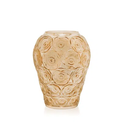 Lalique Anemones Vase In Gold Luster