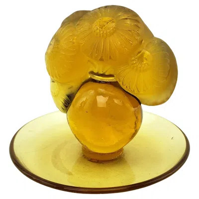 Pre-owned Lalique Antique R.  Honey Amber Pin Dish Or Vide Poche With Floral Bouquet In Brown