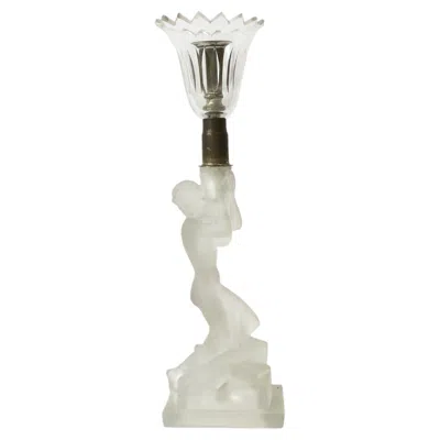 Pre-owned Lalique Art Deco Period Female Sculpture Candlestick Holder  Style In Gray