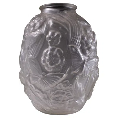 Pre-owned Lalique Art Deco Satin Pressed Glass Vase,  Style, Czech Republic, 1930 In Transparent