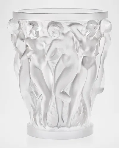 Lalique Bacchantes Clear Crystal Vase, 9.5" In Animal Print