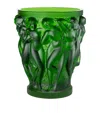 Lalique Large Bacchantes Crystal Vase, Amazon Green In Green
