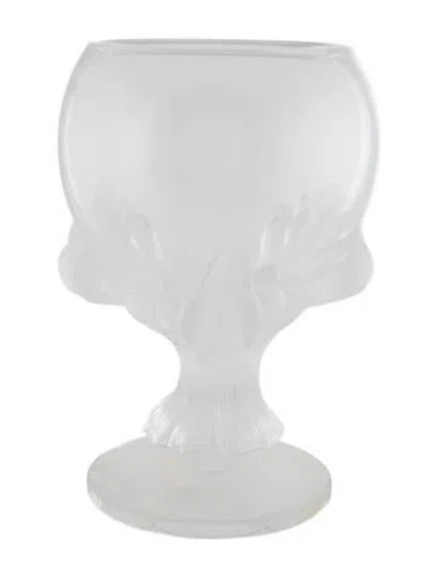 Pre-owned Lalique Bagheera Pedestal Vase In Clear