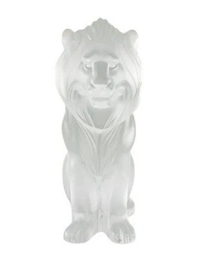 Pre-owned Lalique Bamara Lion Figurine In Transparent