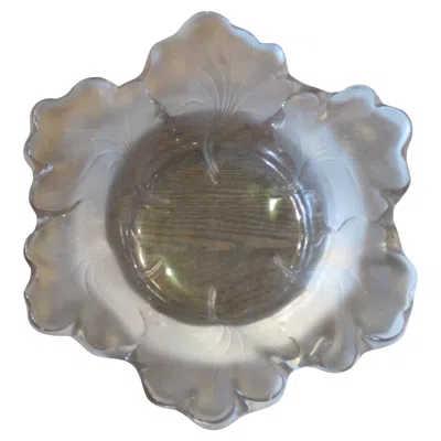 Pre-owned Lalique Beautiful Important Estate Large  France Leaf Etched Centerpiece Bowl In Transparent