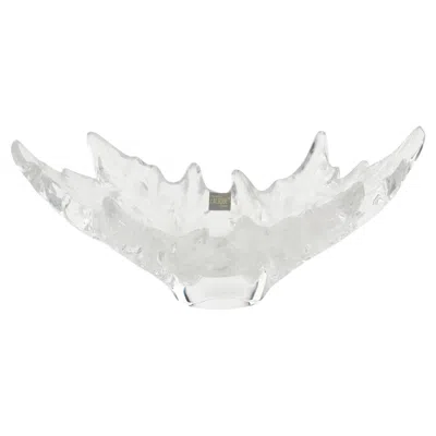 Pre-owned Lalique Beautiful Important Estate Large  France Leaf Etched Champs Elysees Bowl In Gray