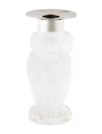 Pre-owned Lalique Bougeoir Angelots Candlestick In Clear