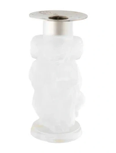 Pre-owned Lalique Bougeoir Angelots Candlestick In Clear