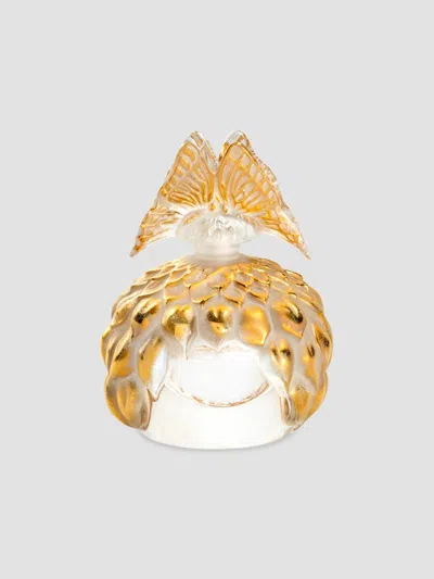 Lalique Butterfly Gold-stamped Crystal Perfume Bottle In Clear Gold