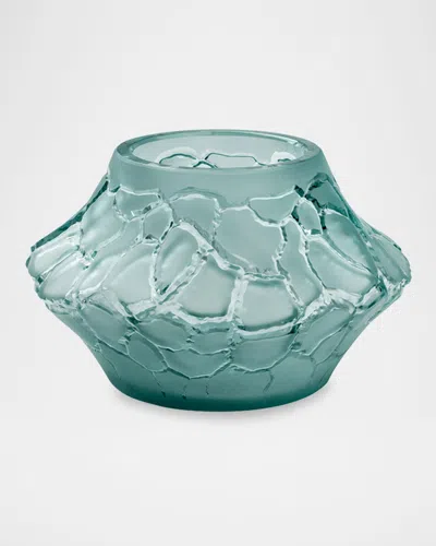 Lalique Caldera Small Vase Votive In Green