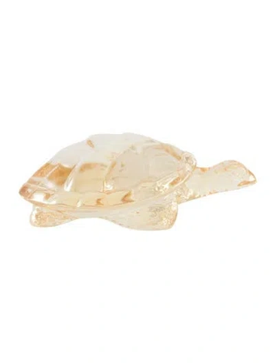 Pre-owned Lalique Caroline Turtle Figurine In Transparent
