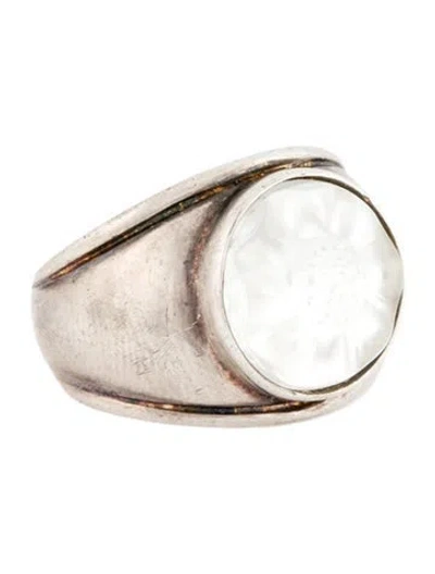 Pre-owned Lalique Carved Glass Flower Cocktail Ring In Multi