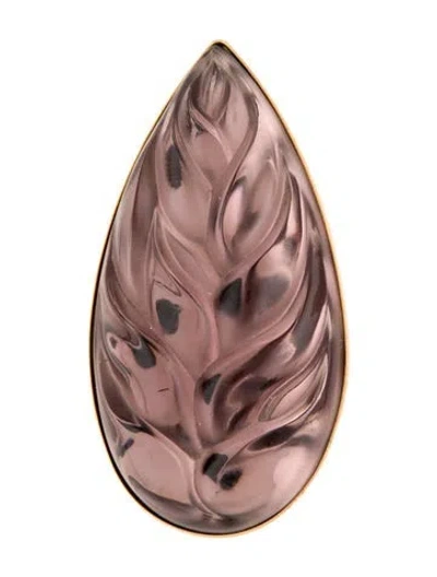 Pre-owned Lalique Carved Glass Heliconia Brooch Pin In Multi