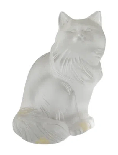 Pre-owned Lalique Cat Figurine In Transparent