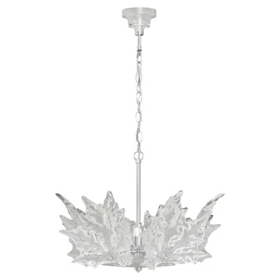 Pre-owned Lalique Champs-elysees Crystal Leaf Motif And Chrome Two-tier Chandelier In Clear