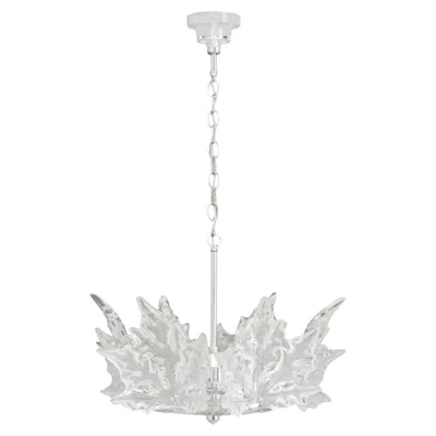 Pre-owned Lalique Champs-elysees Crystal Leaf Motif And Chrome Two-tier Chandelier In Clear