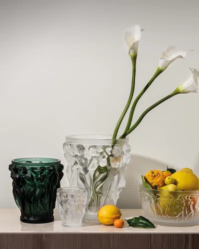 Lalique Clear Crystal Bacchantes Vase In Transparent