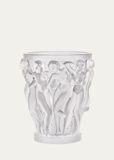 Lalique Clear Crystal Bacchantes Vase In Transparent