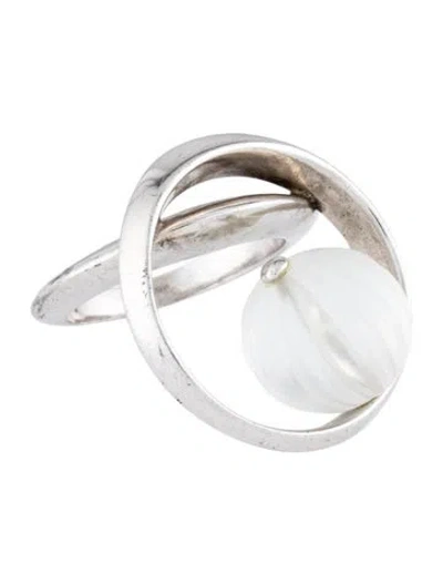 Pre-owned Lalique Clear Crystal Ball Cocktail Ring