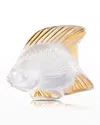 Lalique Clear Gold Stamped Fish Figurine In White/gold