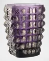 Lalique Croco Platinum Stamped Vase In Purple