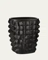 Lalique Crocodile Crystal Vase, Black In Black