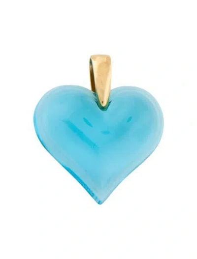 Pre-owned Lalique Crystal Amoureuse Beaucoup Pendant, 1.5" In Blue