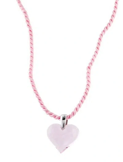Pre-owned Lalique Crystal & Cord Amoureuse Beaucoup Pendant Necklace, 32.5" In Multi