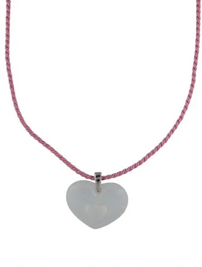 Pre-owned Lalique Crystal & Cord Heart Necklace, 33.5"