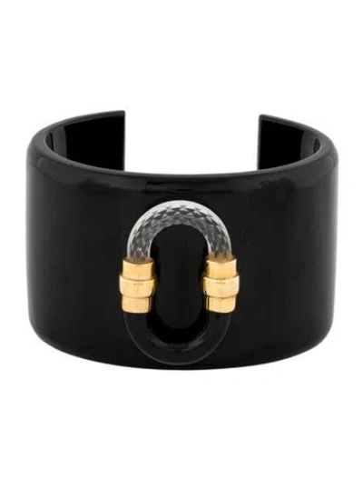 Pre-owned Lalique Crystal & Resin 1927 Cuff Bracelet, 7"