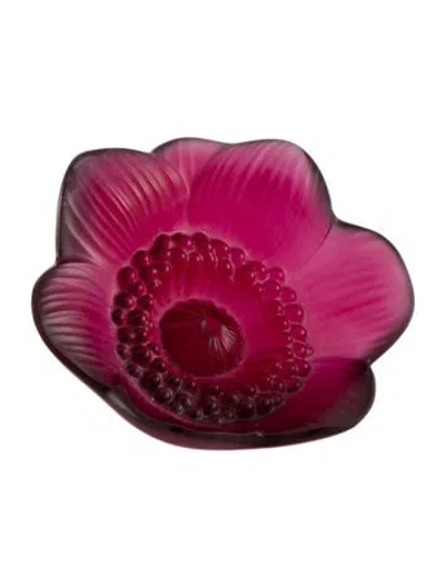Pre-owned Lalique Crystal Anemone Flower In Purple