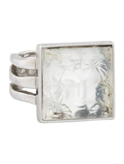 Pre-owned Lalique Crystal Arethuse Cocktail Ring In Multi