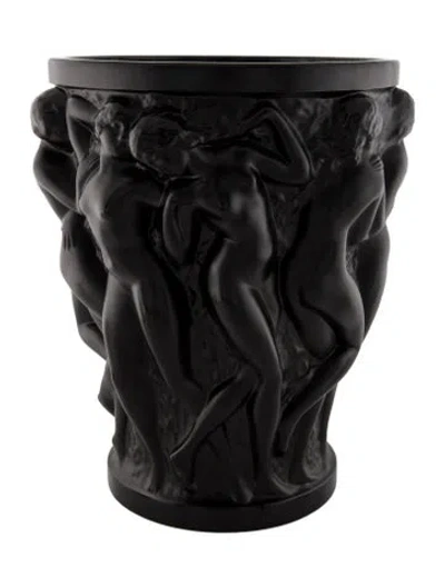 Pre-owned Lalique Crystal Bacchantes Vase In Black