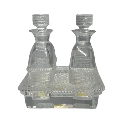 Pre-owned Lalique Crystal Bangkok Oil And Vinegar Cruet Set In Gray
