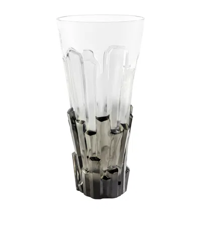 Lalique Crystal Basalte Vase In Gray