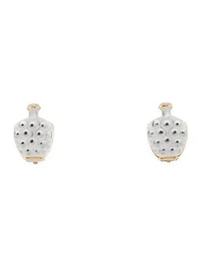 Pre-owned Lalique Crystal Bottle Clip-on Earrings In Multi