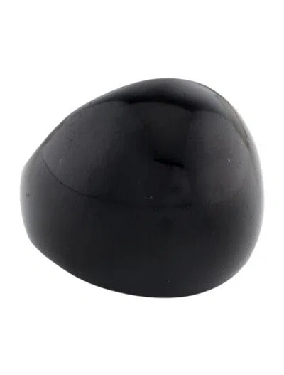 Pre-owned Lalique Crystal Cabochon Cocktail Ring In Black