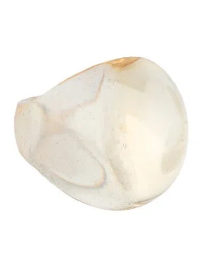 Pre-owned Lalique Crystal Cabochon Cocktail Ring In Clear