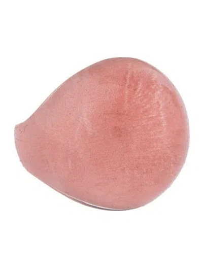 Pre-owned Lalique Crystal Cabochon Cocktail Ring In Clear/pink