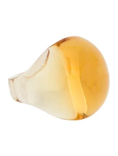 Pre-owned Lalique Crystal Cabochon Cocktail Ring In Multi