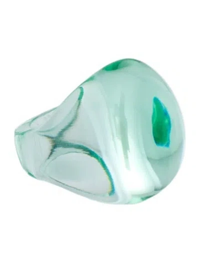 Pre-owned Lalique Crystal Cabochon Cocktail Ring In Multi