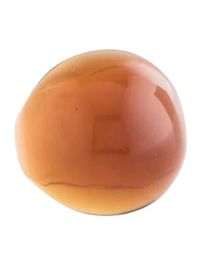 Pre-owned Lalique Crystal Cabochon Cocktail Ring In Orange