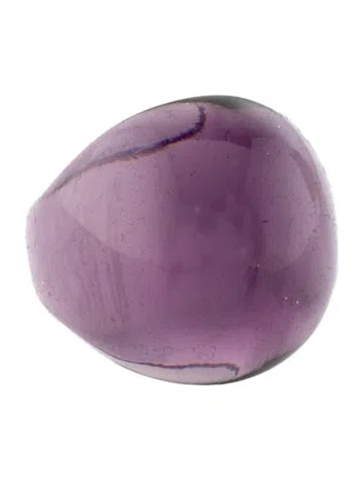 Pre-owned Lalique Crystal Cabochon Ring In Purple