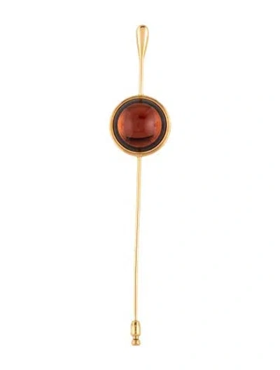 Pre-owned Lalique Crystal Cabochon Stick Pin In Brown