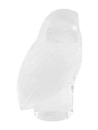 Pre-owned Lalique Crystal Chouette Owl Figurine In Clear