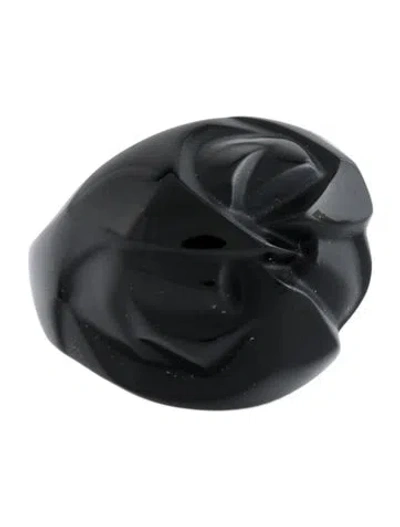 Pre-owned Lalique Crystal Cocktail Ring In Black