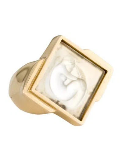 Pre-owned Lalique Crystal Cocktail Ring In Multi