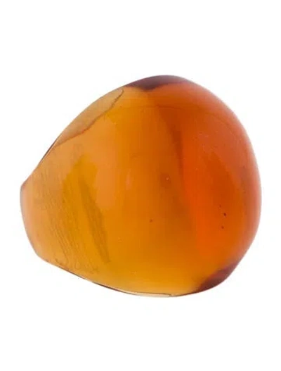 Pre-owned Lalique Crystal Cocktail Ring In Orange