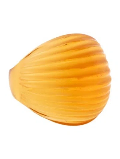 Pre-owned Lalique Crystal Cocktail Ring In Orange
