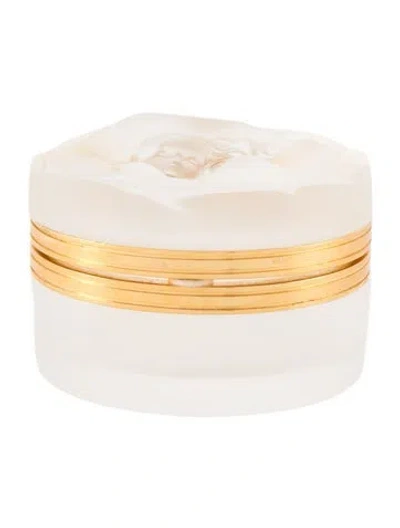 Pre-owned Lalique Crystal Daphne Powder Box In Clear